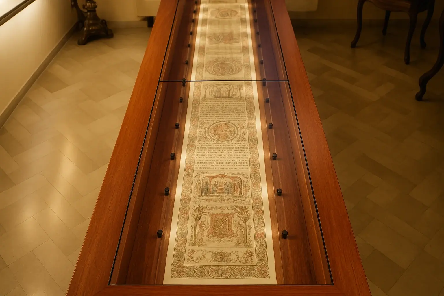 Dettaglio miniato di un rotolo di Exultet di Bari, manoscritto liturgico dell'XI secolo conservato al Museo Diocesano